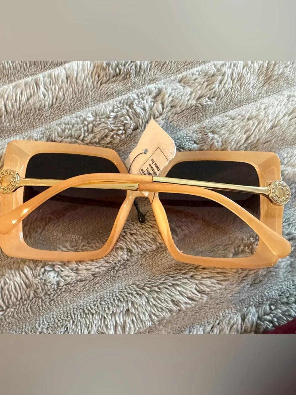 Fashion Hexagon Sunglasses - Amber Frame, Brown Lenses - Picture 4 of 4